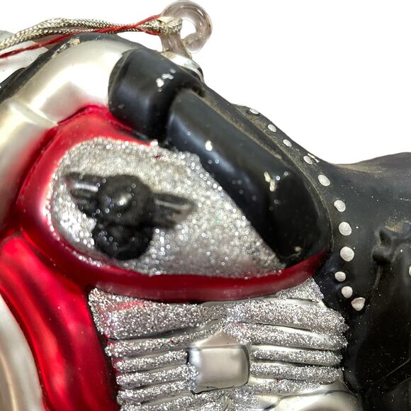 Dept 56 Harley Davidson Motorcycle Ornament Large Handblown Glass Collectible - Picture 9 of 16